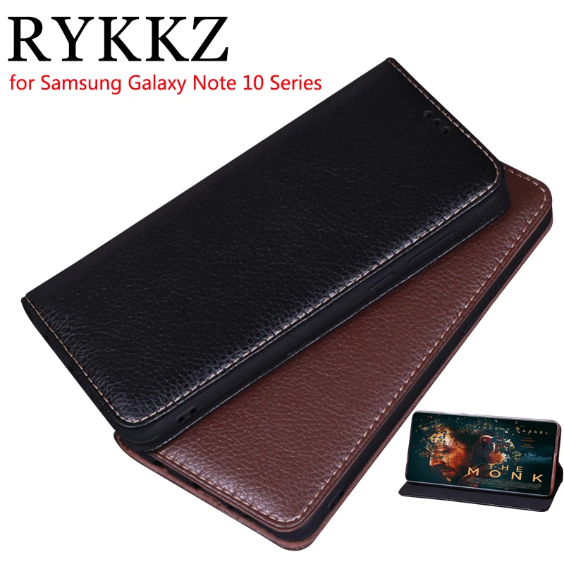 Роскошный кожаный чехол-книжка RYKKZ для samsung Galaxy Note 10 10+ Plus Pro, чехол-подставка для мобильного телефона Galaxy 5G, кожаный чехол для телефона