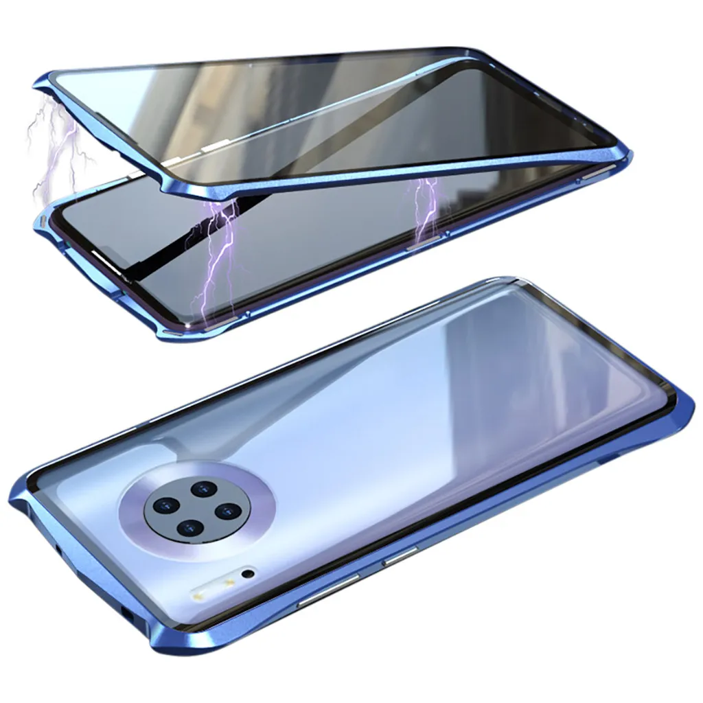 Противоударный чехол для телефона 9H из закаленного стекла для HUAWEI mate 30 6,62 дюймов Магнитный адсорбционный металлический бампер стеклянный чехол