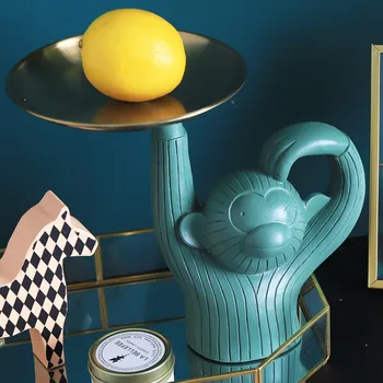 

Creative monkey doll storage tray fruit snacks snack tray jewelry plate coffee table home decoration ornaments WJB41002