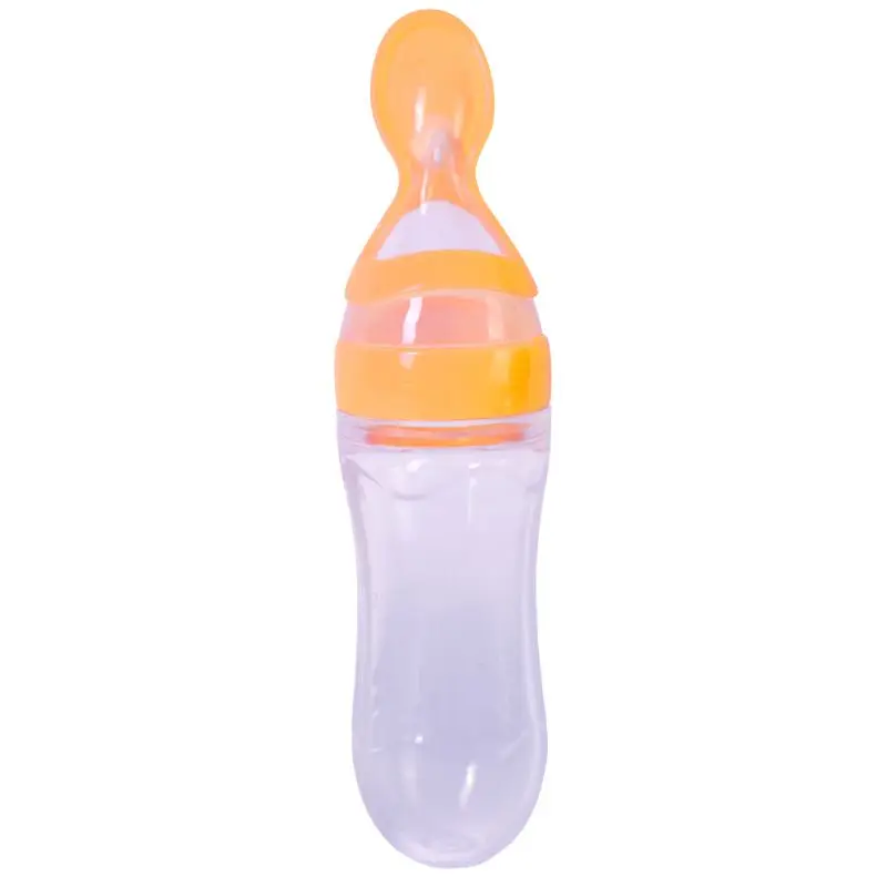 Сжимающая силиконовая обучающая детская ложка рисовые хлопья Кормление дополнение фидер 5 Бренд Новорожденный ребенок бутылочка для кормления - Цвет: 4-2