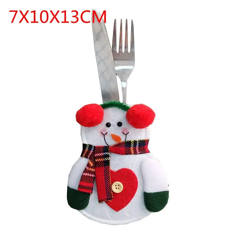 F 7X10X13CM 1/2/4/6/10 шт., рождественские украшения для дома Снеговик мешочки для ножей Рождество Санта Клаус чехол для столовых приборов обеденный кухонный стол Декор - Цвет: F 7X10X13CM