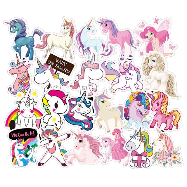 10/30/50PCS Cute Unicorn Waterproof Stickers Car Motorcycle Travel Luggage Phone Guitar Laptop Classic Toy Kid Cool Sticker Gift 2