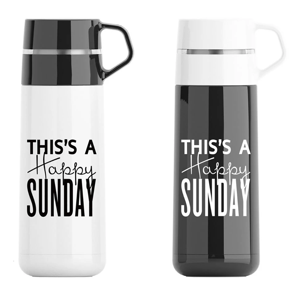 buy Multifunction Lid Portable Stainless Steel Thermos Water Bottle Easy To Clean Words Printed Tumbler Cups Portable Thermal Bottle