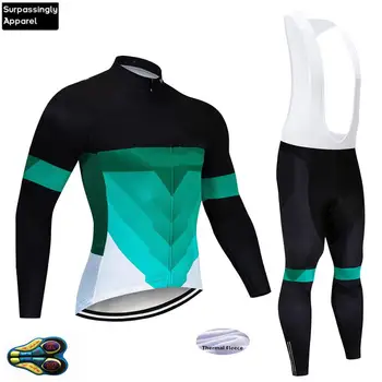 

2019 UCI World Tour Green Pro Cycling Jersey Cycling Clothing Winter Long Sleeve Fleece Bicycle Bike Sportswear Ropa Ciclismo
