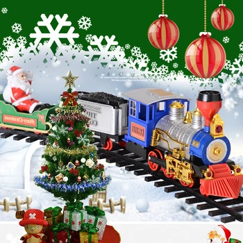 

Surwish Christmas Classical Simulation Rail Train Toy Smoking Electric Music Train Playset toys kids Christmas gifts 2019