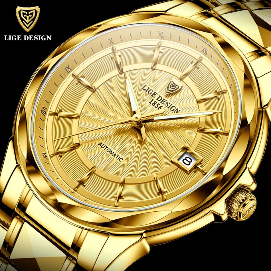 

LIGE Mens Automatic Mechanical Watches Luxury Brand Business Tungsten Steel Waterproof WristWatch Men Fashion Clock reloj hombre