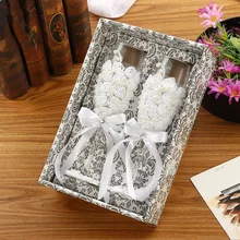 2 шт. набор свадебных стеклянных модных тостов Свадебные бокалы es хрустальные бокалы для шампанского для жениха и невесты бокалы для питья вина для Lov