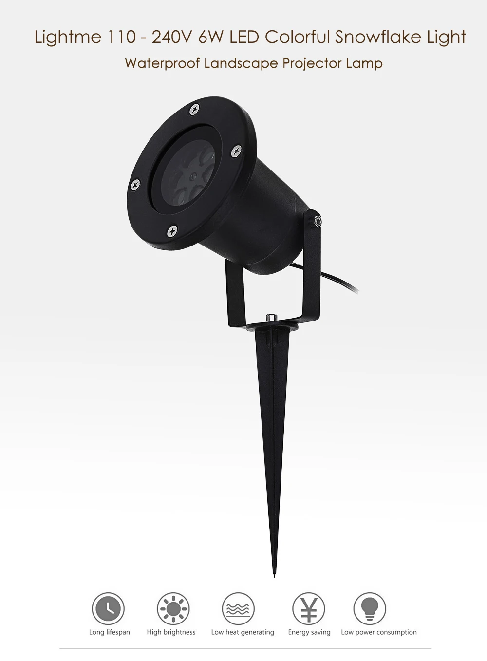 Lightme 110 - 240V 6W LED Colorful Snowflake Light Waterproof Landscape Projector Lamp
