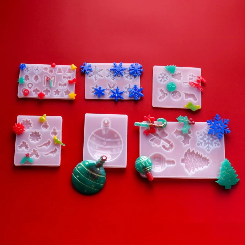 

Doreen Box Silicone Resin Mold For Jewelry Making Christmas Candy Cane Tree Snowflake DIY Gifts Party Jewelry Crafts Tools,1PC
