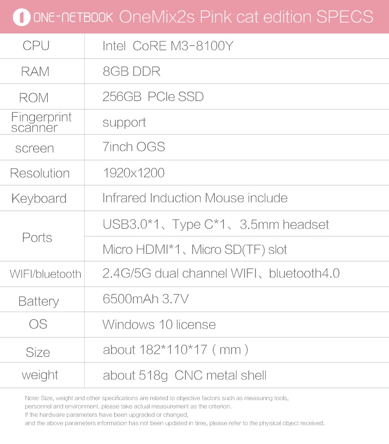 Карманный планшетный ноутбук One Mix серии 1 S/2 S/3 S 8+ 256G/16G+ 512G SSD Intel Core i7-8500Y Windows 10 HDMI type-C USB TF 2,4/5G WI-FI