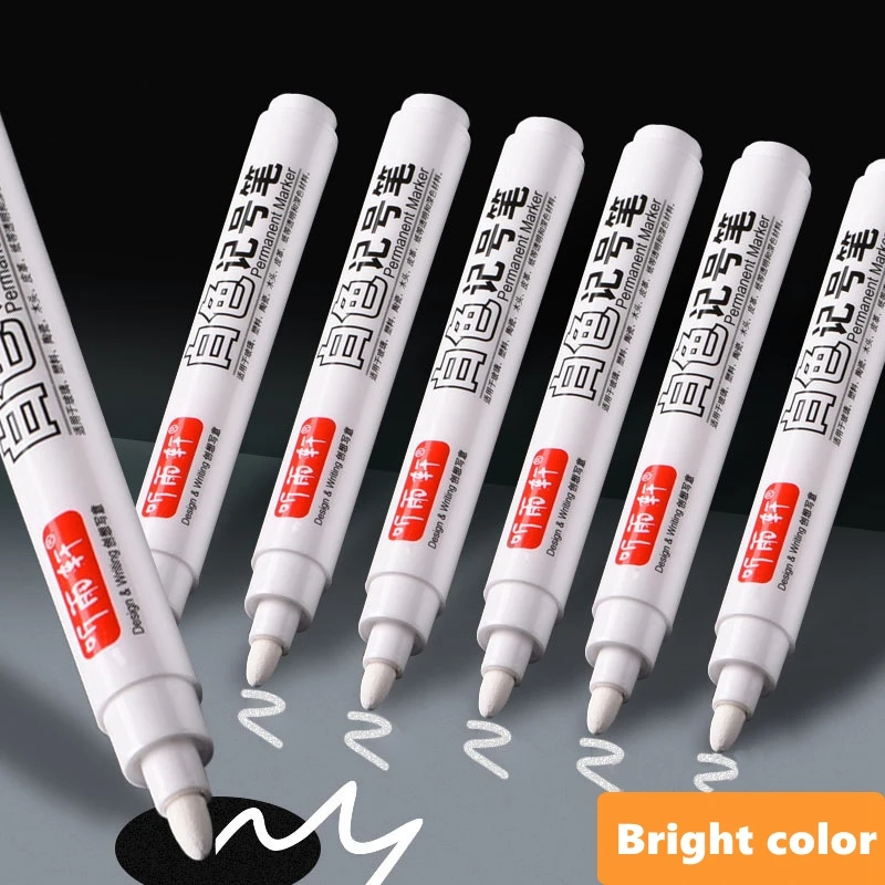 

4 Pcs Permanent Marker Pen Fine Point White Waterproof Oily Ink Thin Nib Crude 2.0mm Color Markers Pens Art Stationery Supplies