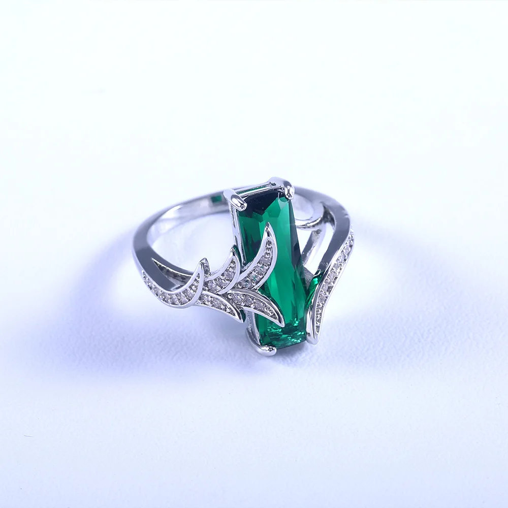 Модное дизайнерское кольцо из стерлингового серебра 925 пробы в форме кубоида, семь цветов, камень, женские вечерние кольца на годовщину, ювелирные изделия - Цвет основного камня: CDFSP256 green