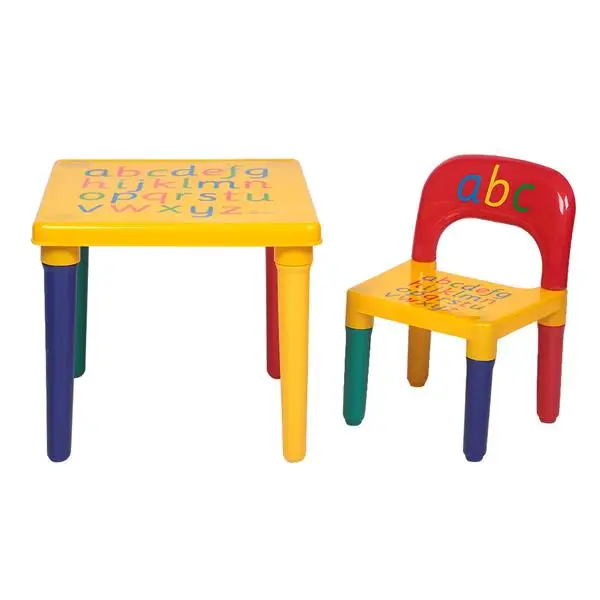 Children Letter Table Chair Set Yellow & Red Made of high quality plastic material kids furniture kids table and chair