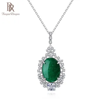 

Bague Ringen Geometry Silver 925 Jewelry Green Chalcedony Pendant Necklace for Women Trendy Female Party Accessory Wholesale
