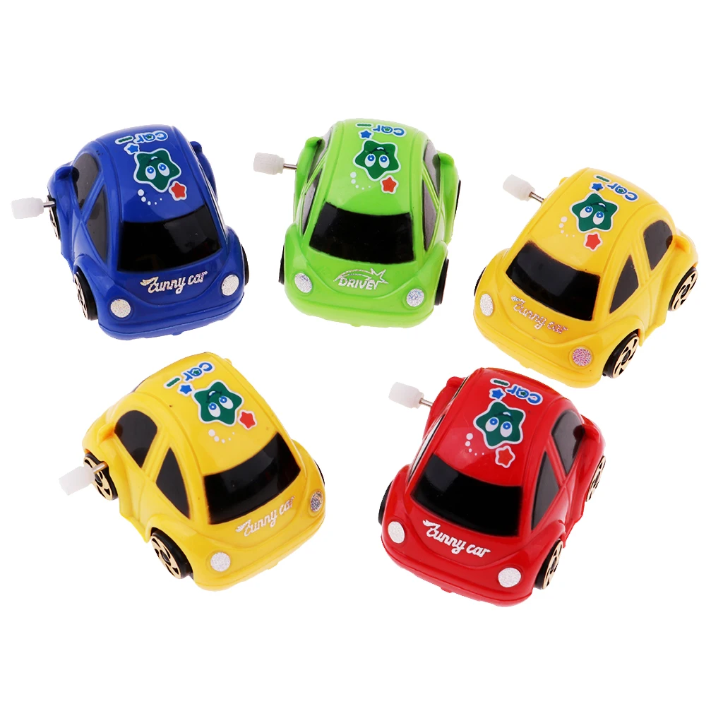 5-Pack Mini Plastic Wind-up Car Toys for Goody Bag Easter Eggs Filler Boy Toddler Gift Children