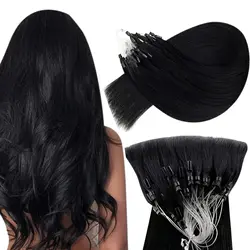 VeSunny Micro Ring Loop Hair Extensions Human Hair Seamless Micro Link Remy Human Hair Invisible 50gr/pack 14-24 inches
