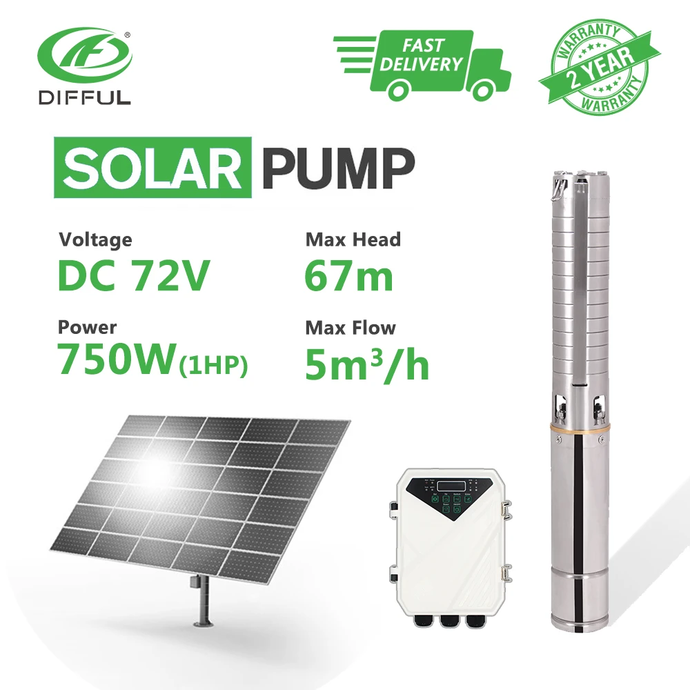 4 &quotDC глубокий колодец Солнечный водяной насос 72V 1HP MPPT контроллер из нержавеющей