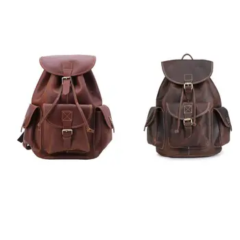 

Multifunction Men Women Backpack Vintage Genuine Leather Travel Shoulder Rucksack School Laptop Camping Hiking Bag for College