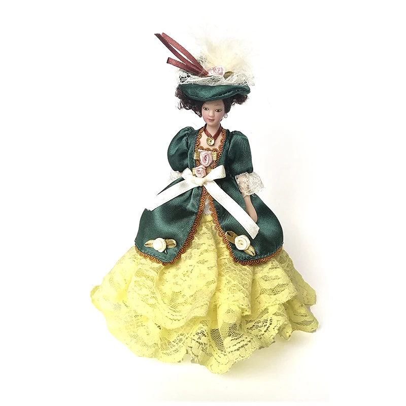 Dollhouse Miniature  Dressed Victorian Porcelain Doll 