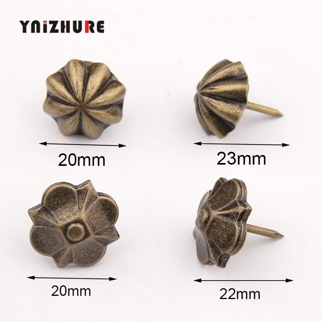 Tachuelas decorativas para muebles y sofá, tachuelas de trébol de cuatro  hojas para tapicería, caja de madera para joyería, 20x22mm, 10 unidades -  AliExpress