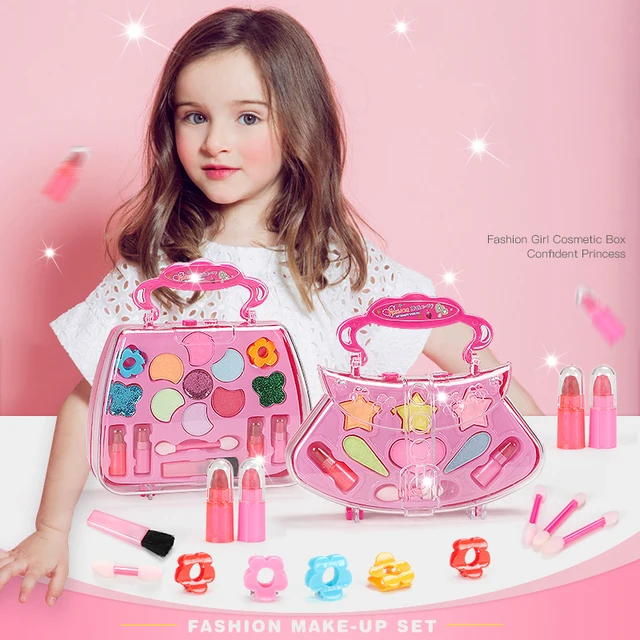 Girls Fashion Make Up Toy Set Kit Beauty Safe Non-toxic Eye Shadow Nail Polish Toys Handbag For Dressing Cosmetic Girls Gifts 1
