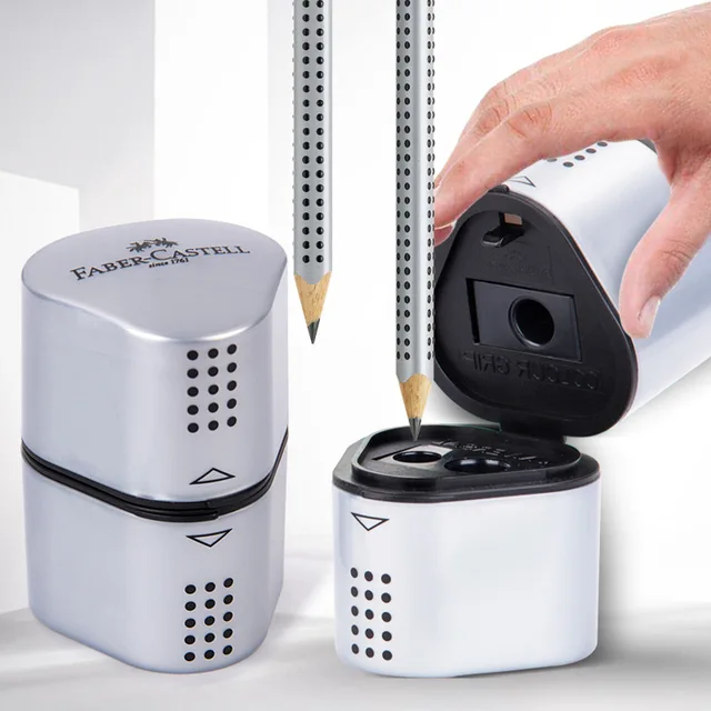 Faber-Castell Manual 3-hole Mechanical Pencil Sharpener Silver Color Pencils Sharpener School Office Stationery Student Stuff 1