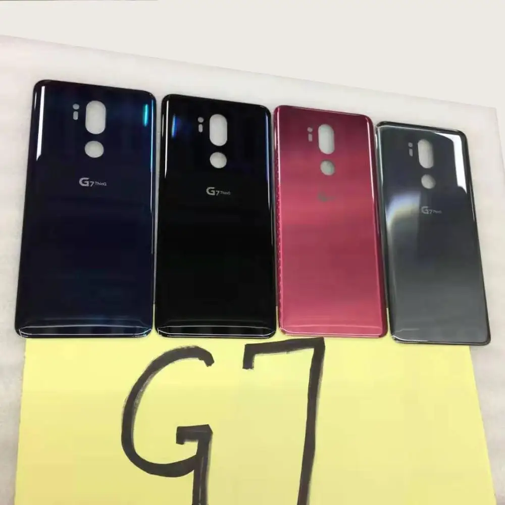 Для LG G7 ThinQ G7+ G710 G710EM стеклянный чехол для батареи, задний Чехол с клейкой поверхностью+ логотип, Запасная часть