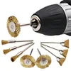 3pcs Copper Wire Brushes Metal Brush Rust Removing Brush Polishing Brush For Dremel Rotary Grinder Tool 3mm Handle T-Wheel 1