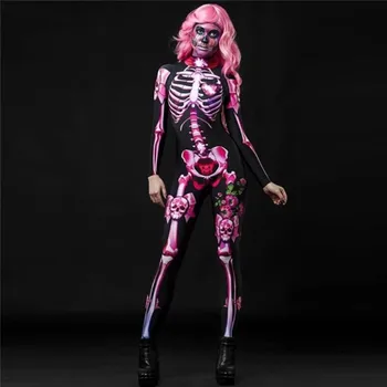 

Fashion Halloween Evening Party Playsuit Casual O-neck Long Sleeves Long Pants Jumpsuit Female Festival Cosplay Costume Romper