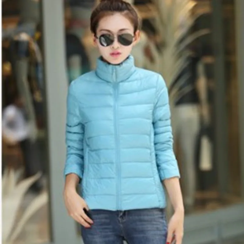 

Autumn & Winter New Style Multi-color Multi-Code Women's Stand Collar Light And Thin Short Large Size down Jacket Cotton-padded
