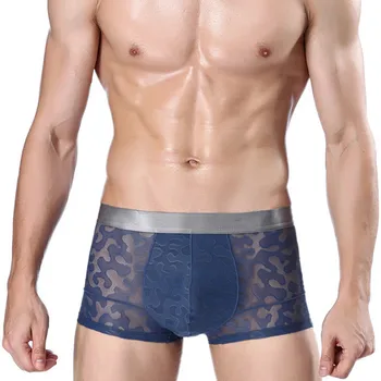 

Men's Ice Silk Jacquard Boxer Briefs Trendy Masculine Four-corner Brief Bermuda Masculina Cuecas Boxer Masculina Calzoncillos