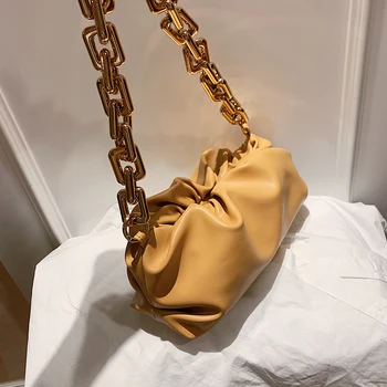 

Elegant Female Pleated Cloud bag 2020 New High-quality PU Leather Women's Designer Handbag Thick Chain Shoulder Bags Armpit bag
