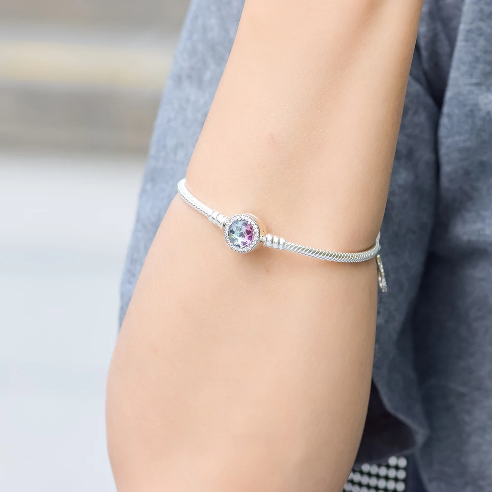 

Radiant Hearts Clasp Bracelets with Coloured CZ 100% Authentic 925 Sterling-Silver-Jewelry Free Shipping