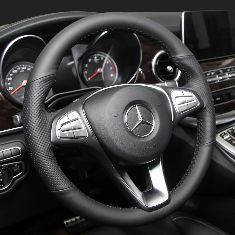 Чехол из натуральной кожи для рулевого колеса автомобиля mercedes w210 w140 w203 w163 ml w163 w124 e класс cla аксессуары для рулевого колеса