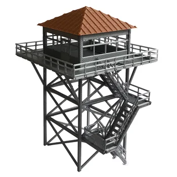 

1:87 HO Scale 3D Printed Watchtower Guard Tower Train Railway Model Scene Decoration For Children Educational Toys - Grey Brown