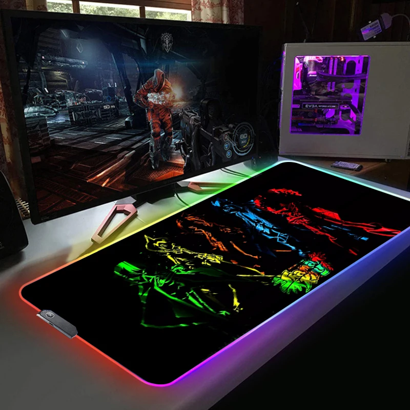 

Desk Mat Shaman King Xxl RGB Mouse Pad Large Gaming Keyboard Big LED Light Mousepad Anime Keyboards Mats Accessories Mausepad
