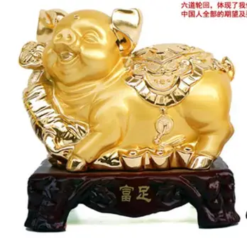 

Move golden pig ingot Gold Pig Arrangements Bright Fortune making crafts home decoration Imitation Copper Resin Art Craft