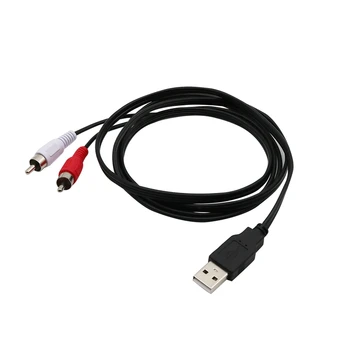 

1.5M Usb A Male To 2X Rca Phono Male Av Cable Lead Pc Tv Aux o Video Adapter