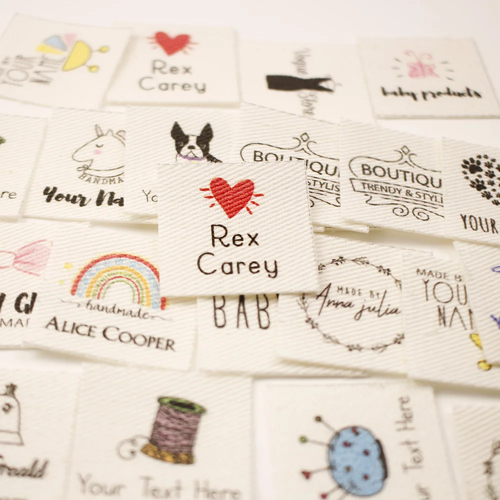 Iron On Name Labels Cotton Logo or Text Sewing Label Organic Label Etiquetas Personalizada 25x25mm 48 Piece packaging labels clothing labels name tags fabric tags garment labels sewing labels