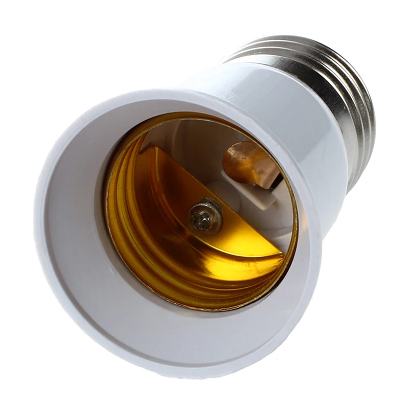 

E27 to E27 Bulb Holder Silver Tone White Adapter Extender