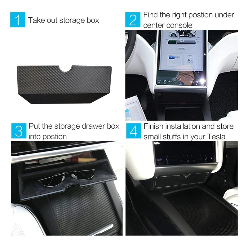 Автомобильная центральная консоль, подходит для ящика Tesla Cubby, коробка для хранения очков, индивидуальная Совместимость с подходящими для Tesla модель X модель S Carbo