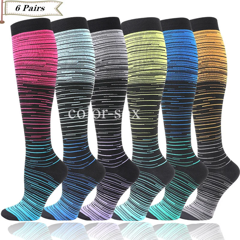 6 Pairs/set Socks Running Compression Stockings Socks 2030 Mmhg Men Women Sports Socks Marathon
