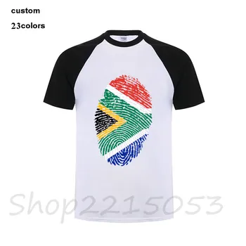 

2020 fashion Mens South Africa Flag Fingerprint t-shirt top brand tee t shirt black cotton summer male tshirts big size clothing