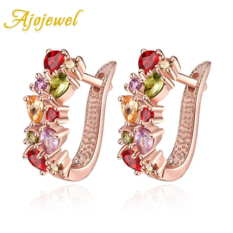 

Ajojewel Multicolor Zircon Clip On Crystal Earrings For Women Trendy Japanese Korean Girl Cute Earring Bijoux
