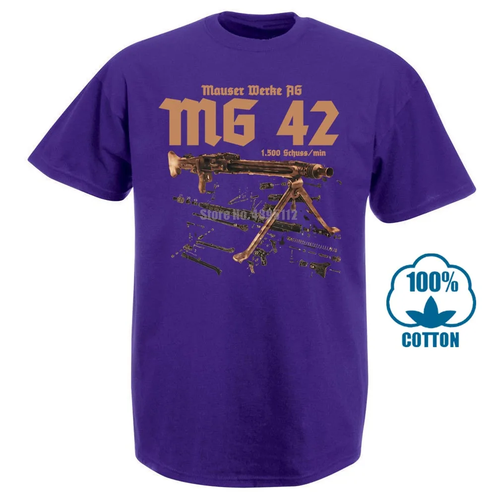 Фиолетовый Mg 42 Премиум Футболка Mp 40 Mp44 Armee тактическая Новая модная мужская футболка с принтом Футболка с круглым вырезом короткая футболка с круглым вырезом 012683 - Цвет: Фиолетовый