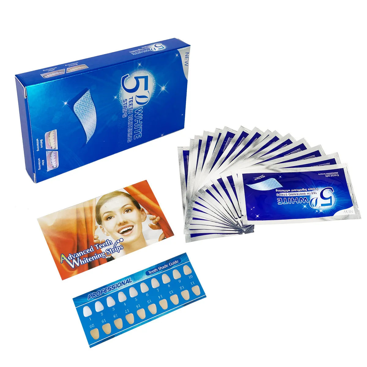 5D Gel Teeth Whitening Strips Dental kit for false Teeth Veneers teeth whitening kit,teeth whitening strips
