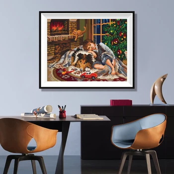 

Embroidery full 5D DIY diamond painting cross stitch Christmas 30x40 round diamond handmade decorative art gift LK1 brush glue