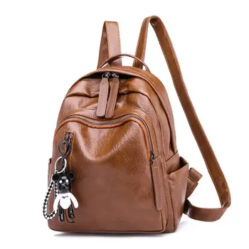 

2020 New Boutique PU Double Shoulder Backpack Classic Fashion Leisure Temperament Pure Color Lady Girl Double Shoulder Bag