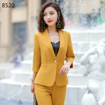

Women Work Pant Suits OL 2 Piece Sets Business Professional Casual Work Clothes Slim Pants Suit Two-piece Set High Quality Suit