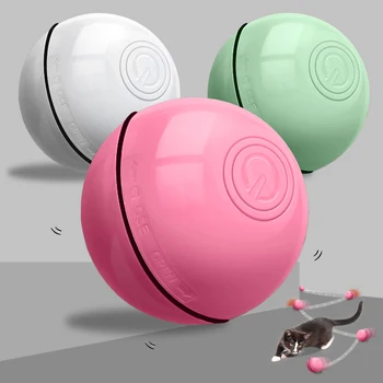 

Interactive Smart Cat Toy USB Rechargeable Led Light 360 Degree Self Rotating Ball Pets Playing Toys White Pet Ball for Cat